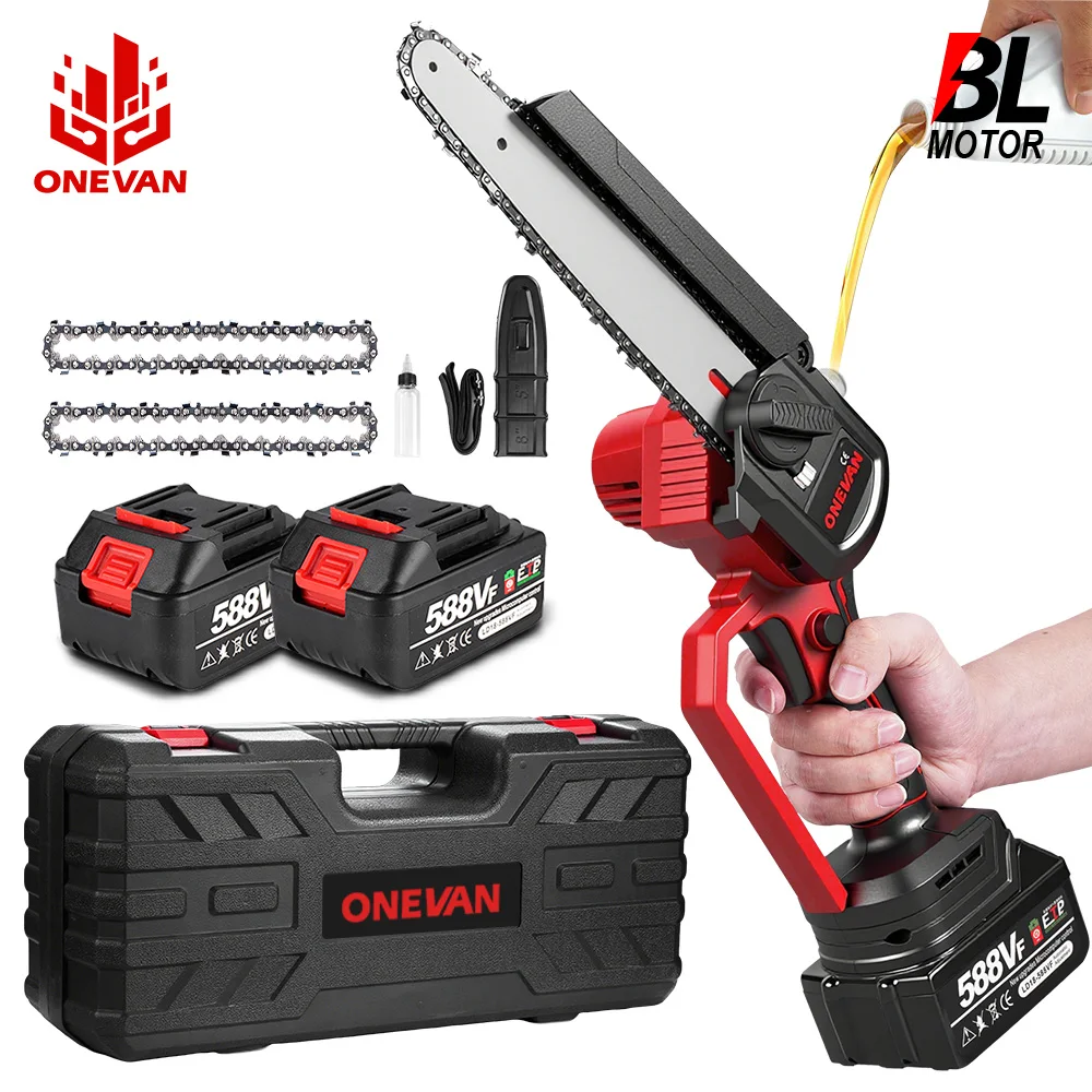 ONEVAN 8-Zoll Bürstenlose Elektrische Kettensäge Kabellose Säge Gartenpflege-Kettensäge Holzbearbeitungswerkzeug Für Makita 18V Akku Image