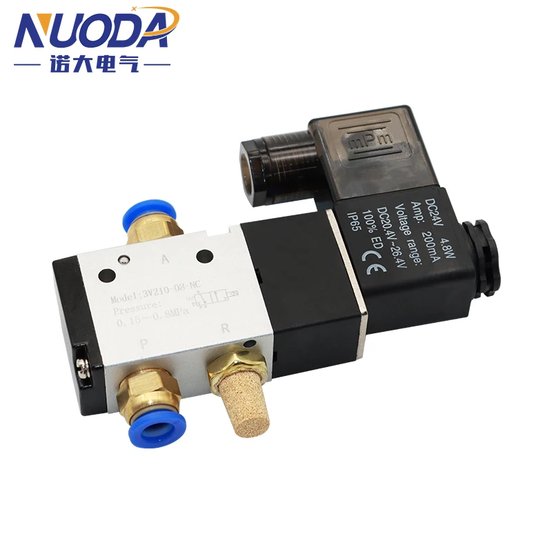 3-Wege-Anschluss 2 Position 3v210-08 pneumatisches Luft magnetventil elektrisches Steuergas magnetventil DC12V DC24V AC110V AC220V Image