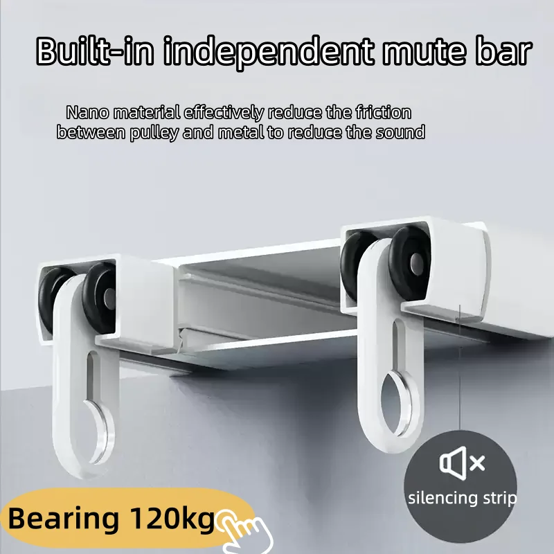 Doppelspurige Integrierte Geräuschlose Vorhangschiene Stahlplatten-Gleitschiene Deckenmontierte Vorhangstange Aluminiumlegierung Anpassbare Größe Image
