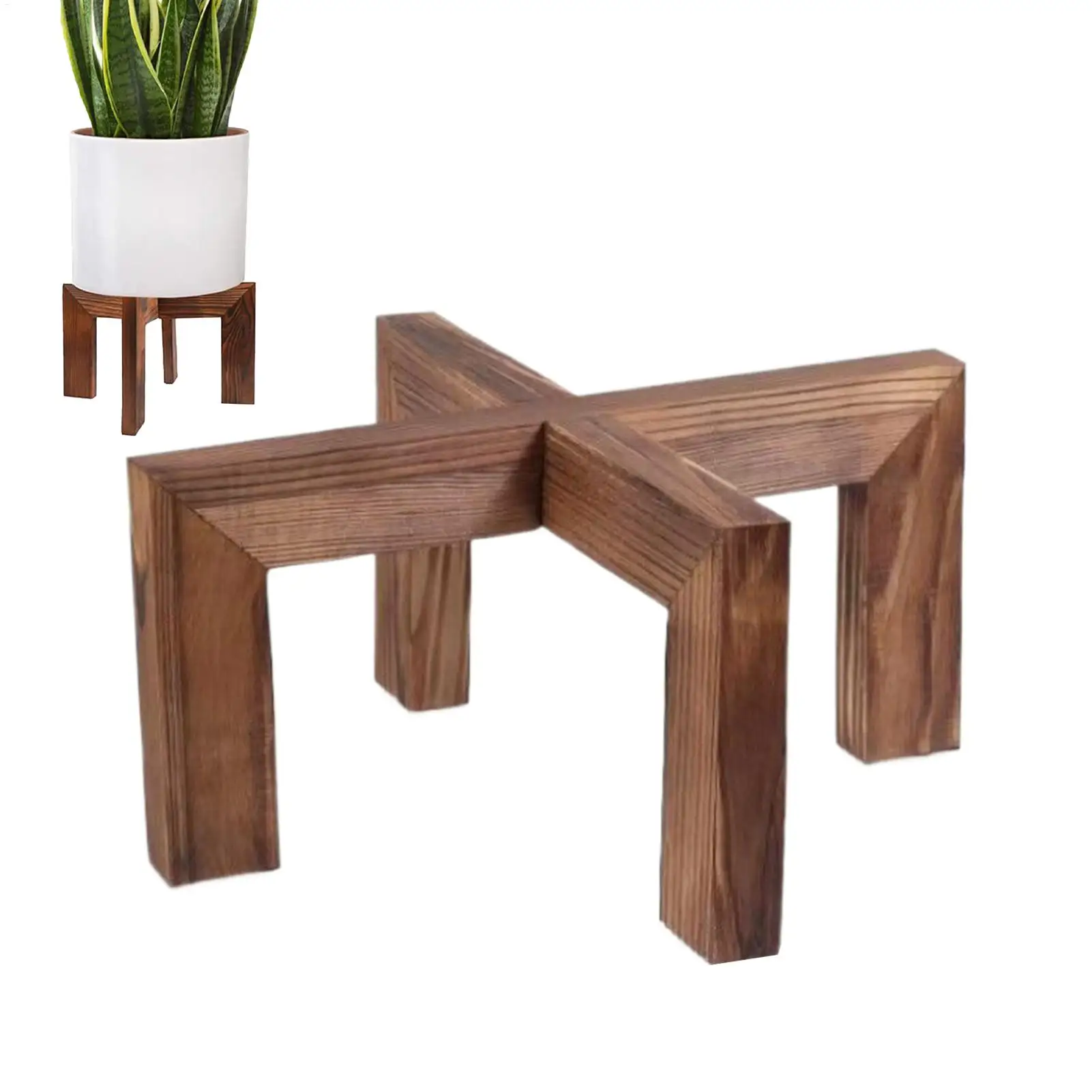 Pflanzenständer für den Innenbereich, Eck-Pflanzenregal aus Holz, niedriger Blumentopfständer, Blumentopfhalter, Regal für die Heimdekoration Image