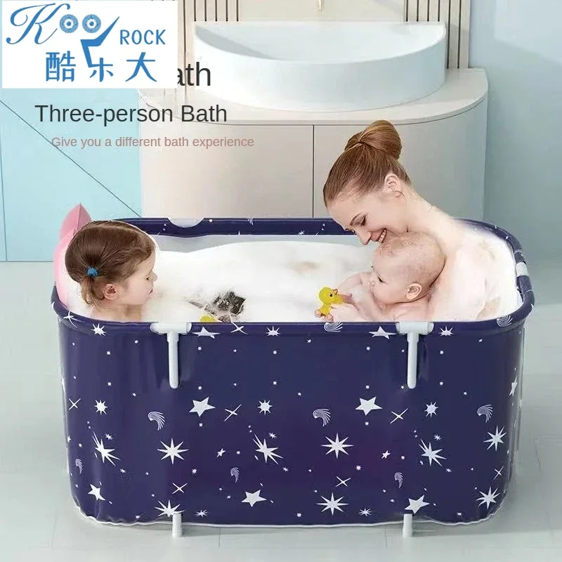 Große faltbare Badewanne für Erwachsene – ovale Wärmeerhaltungs-Spa-Badewanne mit PVC-Stützrahmen, schneller Aufbau, kein Aufpumpen erforderlich Image