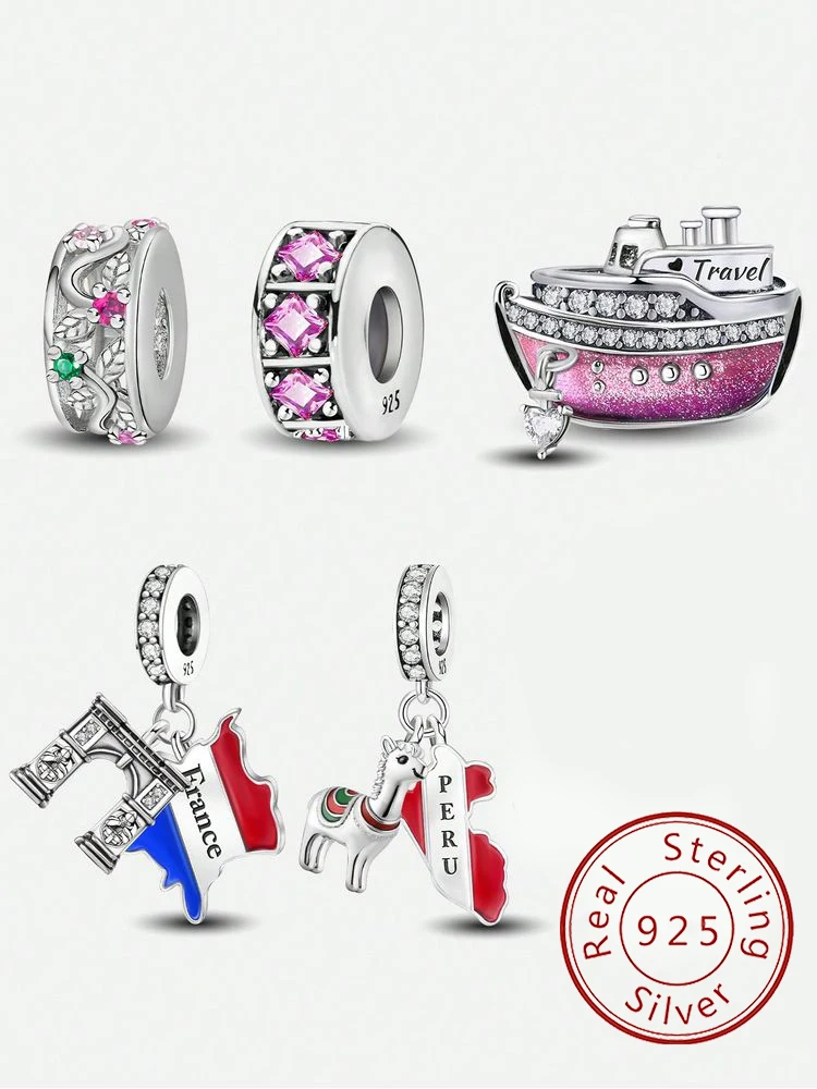 925 Sterling Silber Arc De Triomphe Schiffsreise-Serie Anhänger für Armbänder und Armreifen – Hochwertiges Feinschmuck-Geschenk Image