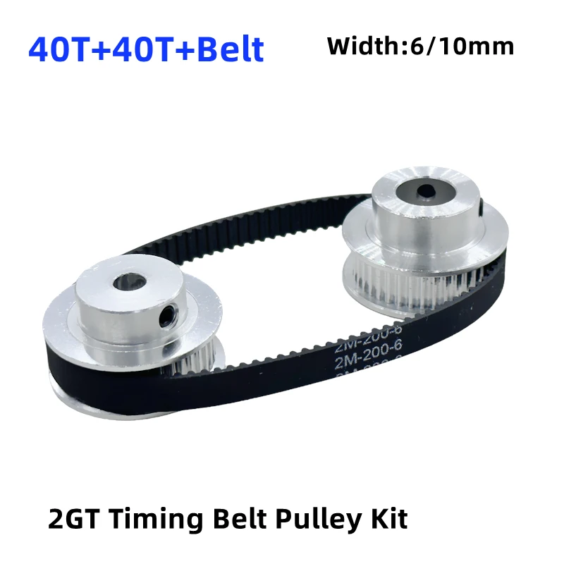 2GT 2M 40Zähne GT2 40T Zahnriemenscheiben-Set Bohrung 5~12mm Riemenbreite 6/10mm Spannrad Synchronou Riemenscheiben-Set Rato 1:1 Image
