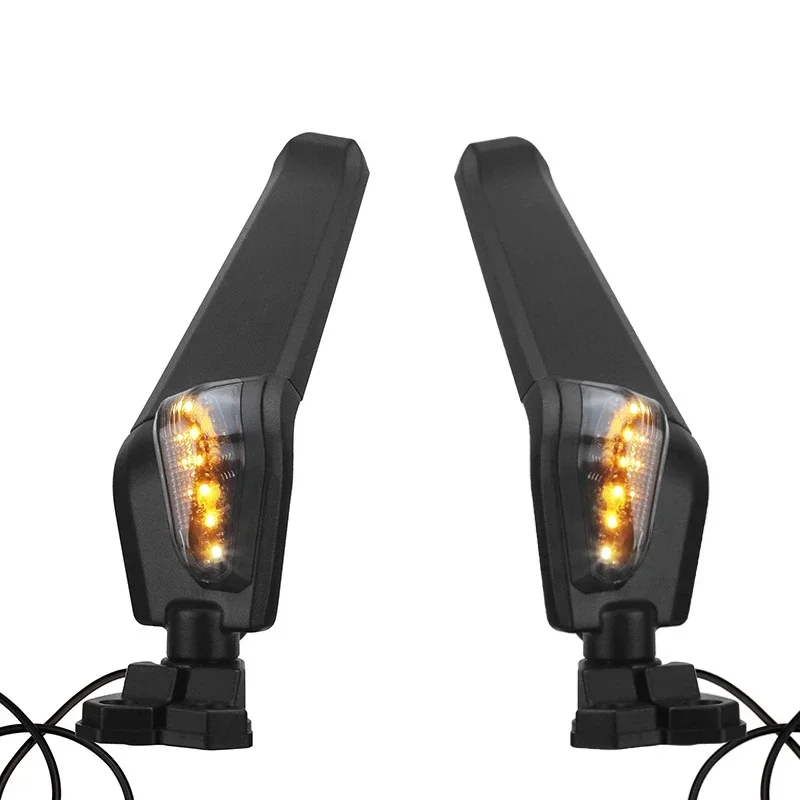 Motorrad-Rückspiegel mit LED, drehbar, verstellbar, hohe Sichtbarkeit, für Kawasaki Ninja 250 300 400 650 H2 H4 Image