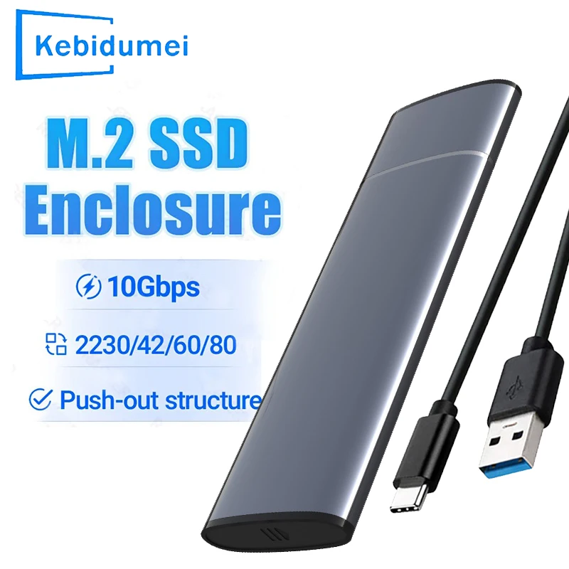 M2 SSD-Gehäuse SATA NVMe-Protokoll 10 Gbit/s M.2 auf USB C 3.1 Gen2 Tragbares NVMe NGFF Externes Gehäuse SSD-Aufbewahrungsbox für Laptop-PC Image