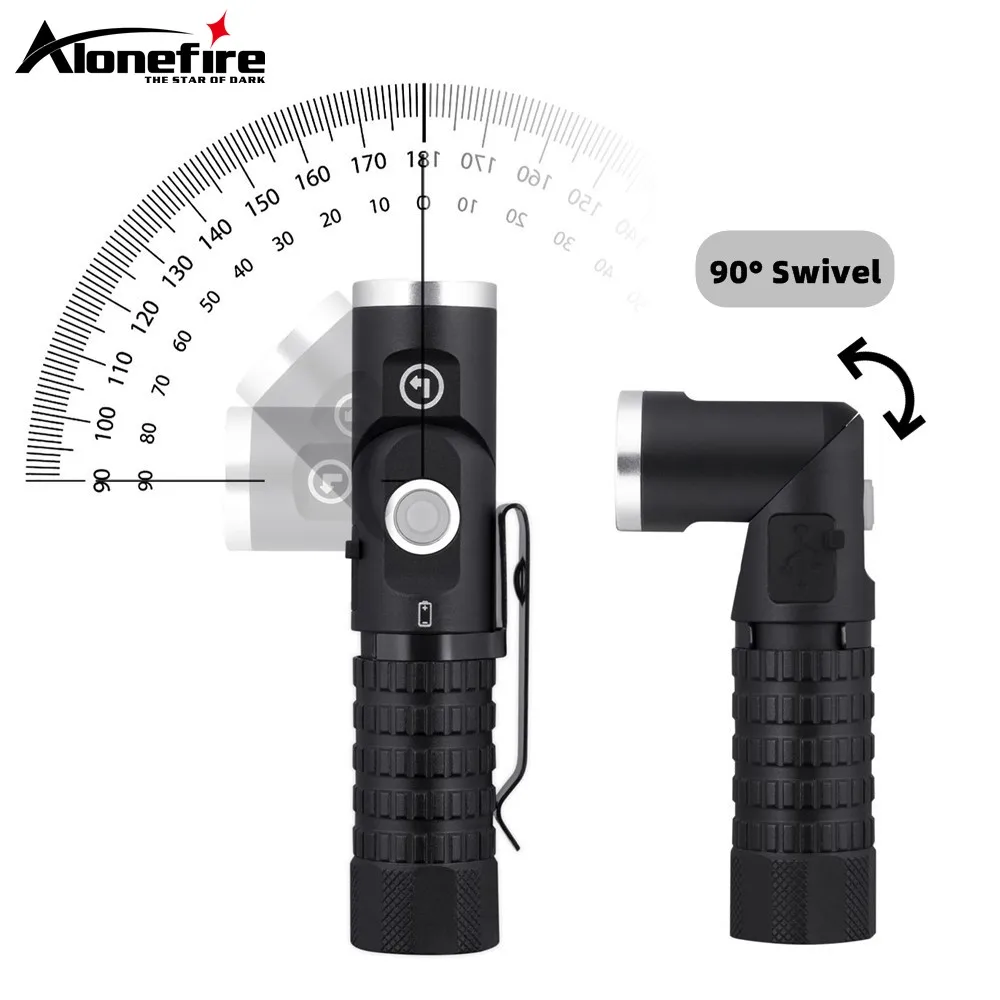 Magnetische LED-Taschenlampe 90 ° Drehbarer Schwenkkopf, superhelle Campinglampe, Arbeits-, Wander-, Notfall-, EDC-Taschen-Taktiklampe