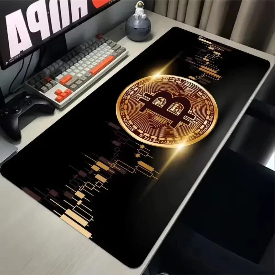 Bitcoin Gaming HD Mousepad Groß XL PU Leder Computer Gamer Tisch Schreibtisch Matte Schwarz Gamer PC Computer Tastatur Pad Keine Sperrkante Image