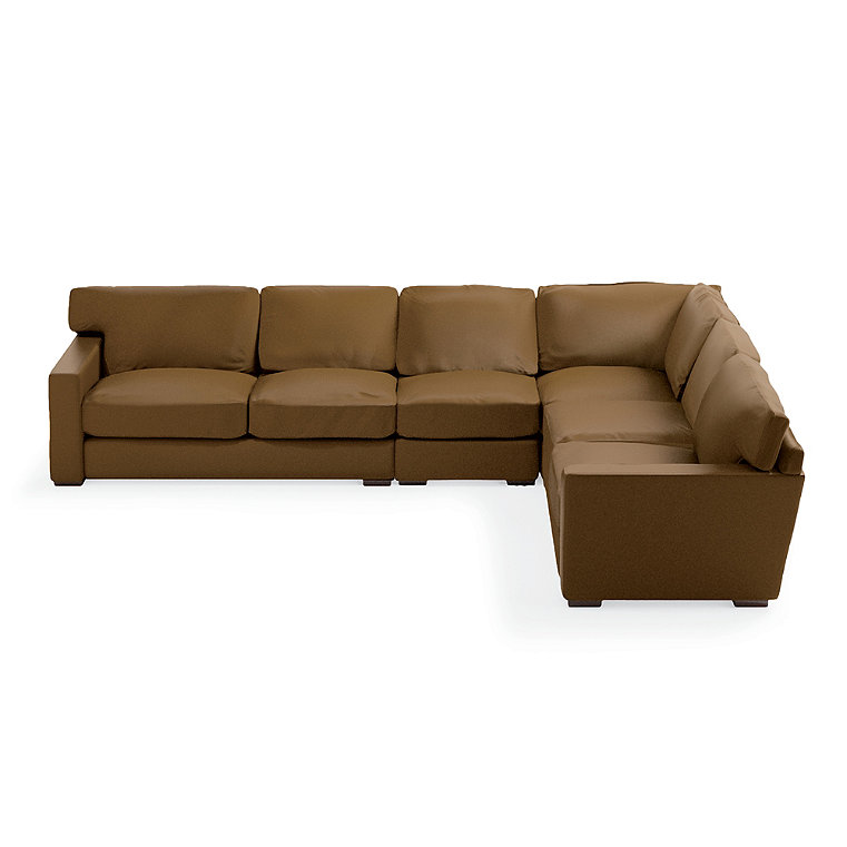 Salem Sectional - Pre-Configured, Leather, Leather / 4-Pc Sectional, Springfield Oak/ 4 Pc Sectional - Grandin Road
