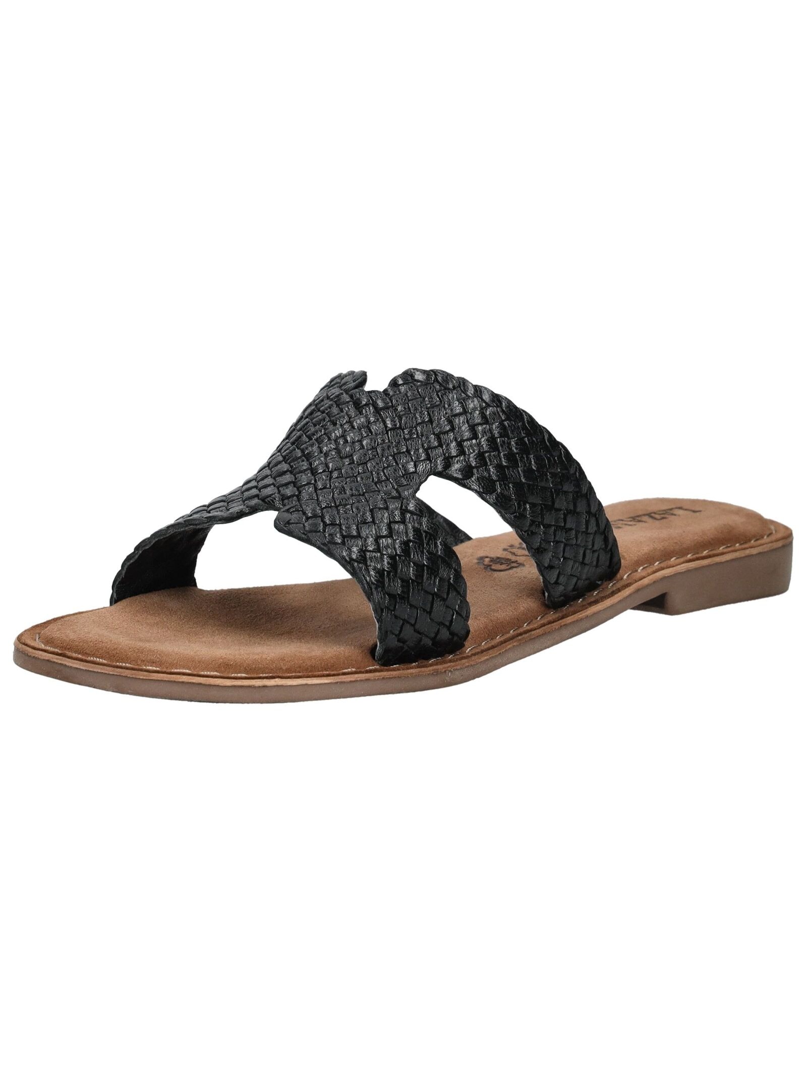 Pantolette LAZAMANI "Lazamani Pantoletten Leder", Damen, Gr. 36, schwarz, Leder, Schuhe Pantolette