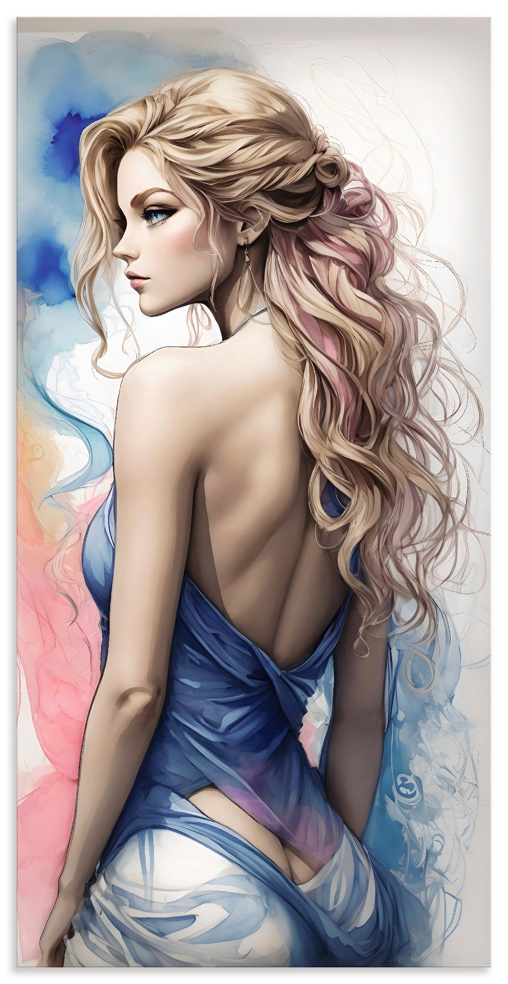 Wandbild ARTLAND "Die Schönheit einer Frau V", farbe bild(er): blau, B:75cm H:150cm, Alu Dibond, Bilder, als Alubild, Leinwandbild, Poster, Wandaufkleber in verschied. Größen Image