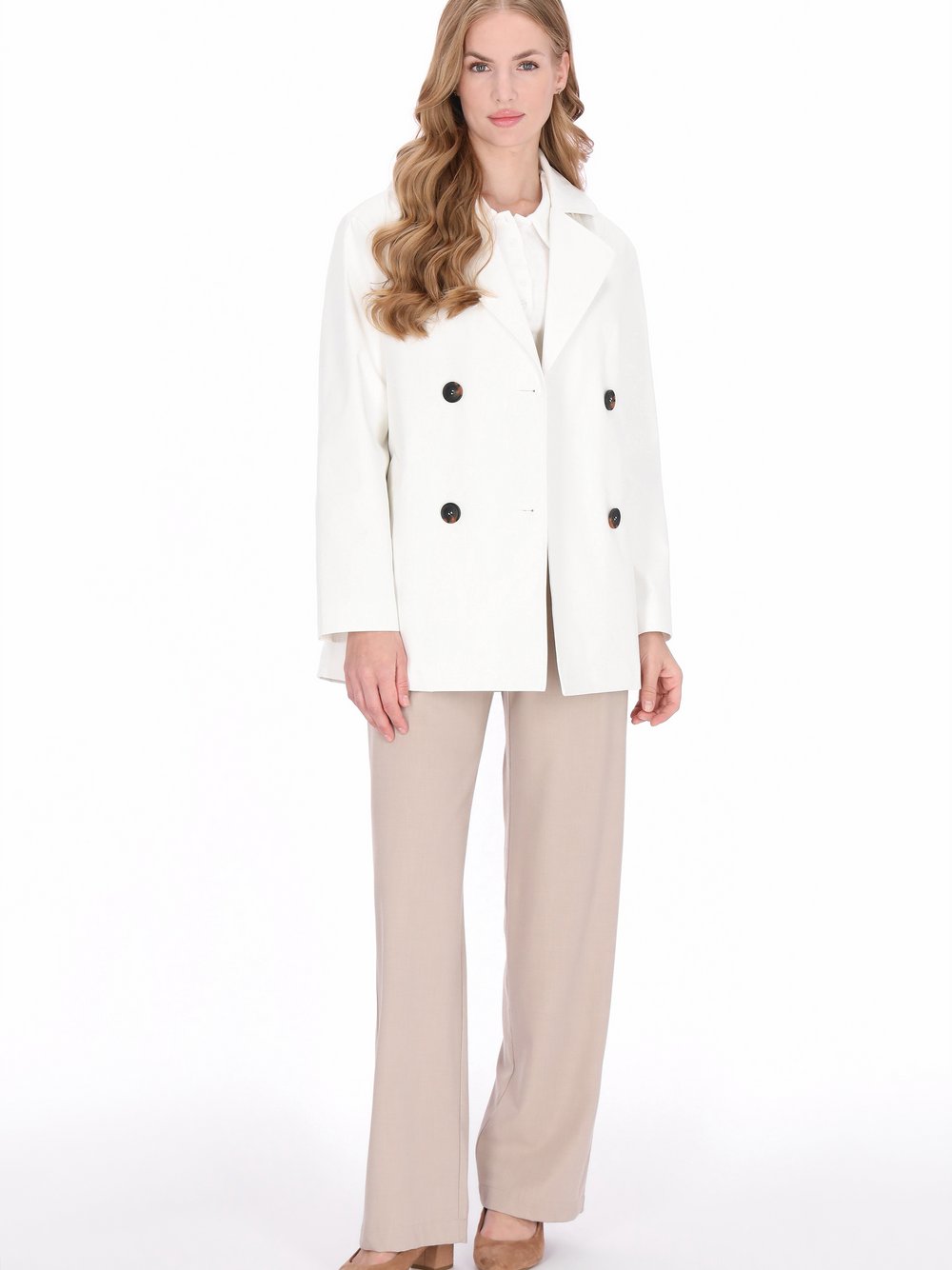 Dreimaster Mantel Damen weiß, M Image