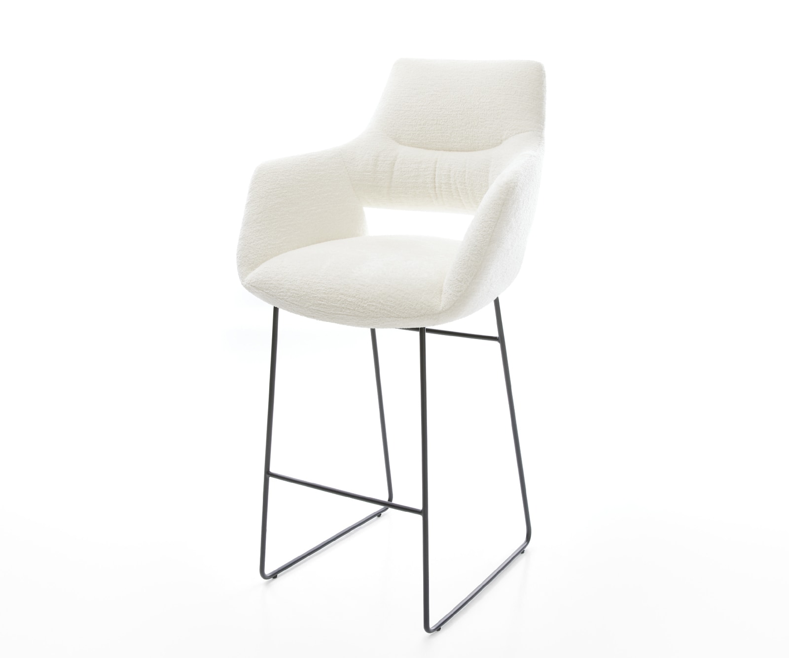 DELIFE Barstuhl Yago-Flex Bouclé Soft Beige Kufengestell Metall Schwarz Taschenfederkern, Barstühle Image