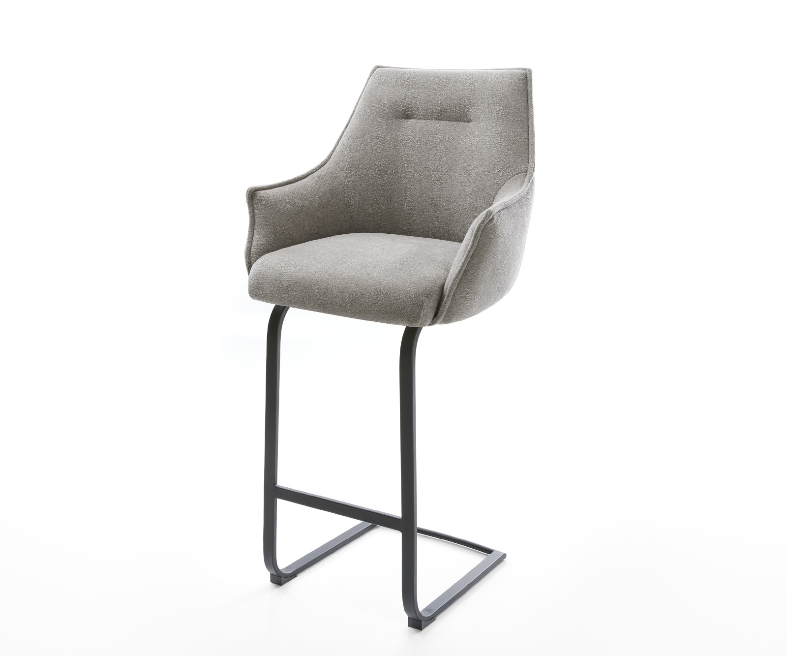 DELIFE Barstuhl Alja-Flex Strukturstoff Soft Grau Freischwinger Flach Metall Schwarz Taschenfederkern, Barstühle Image
