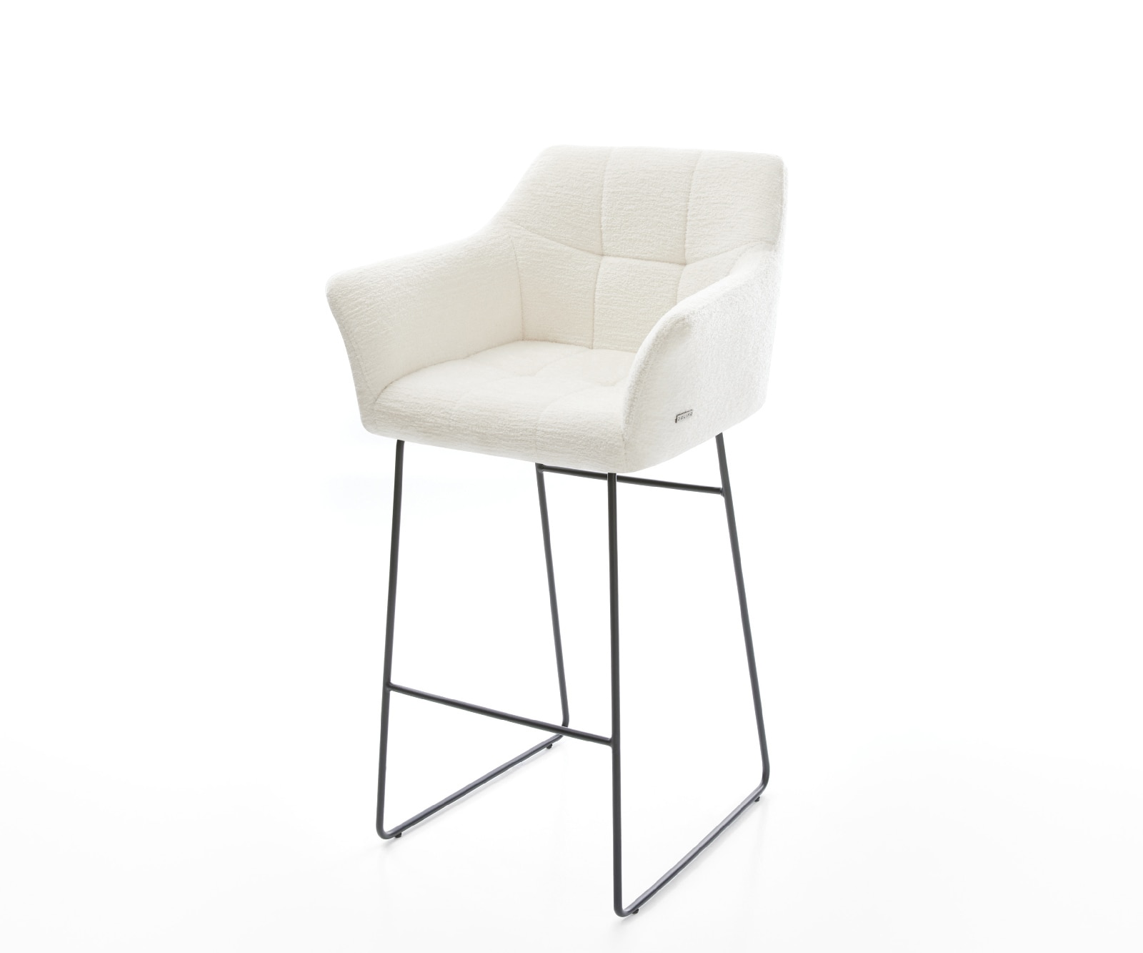 DELIFE Barstuhl Yulo-Flex Bouclé Soft Beige Kufengestell Metall Schwarz, Barstühle Image