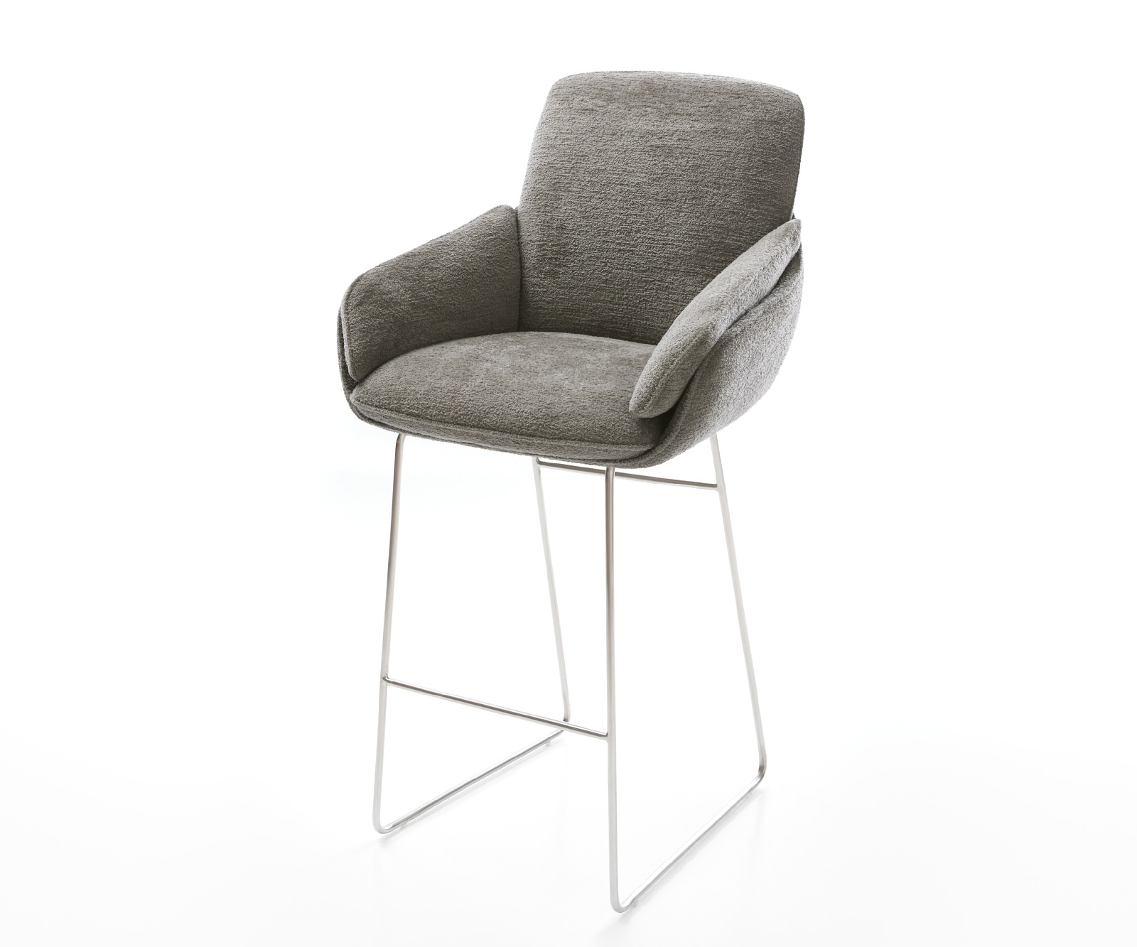 DELIFE Barstuhl Luan-Flex Bouclé Soft Schlamm Kufengestell Edelstahl Silberfarben, Barstühle Image