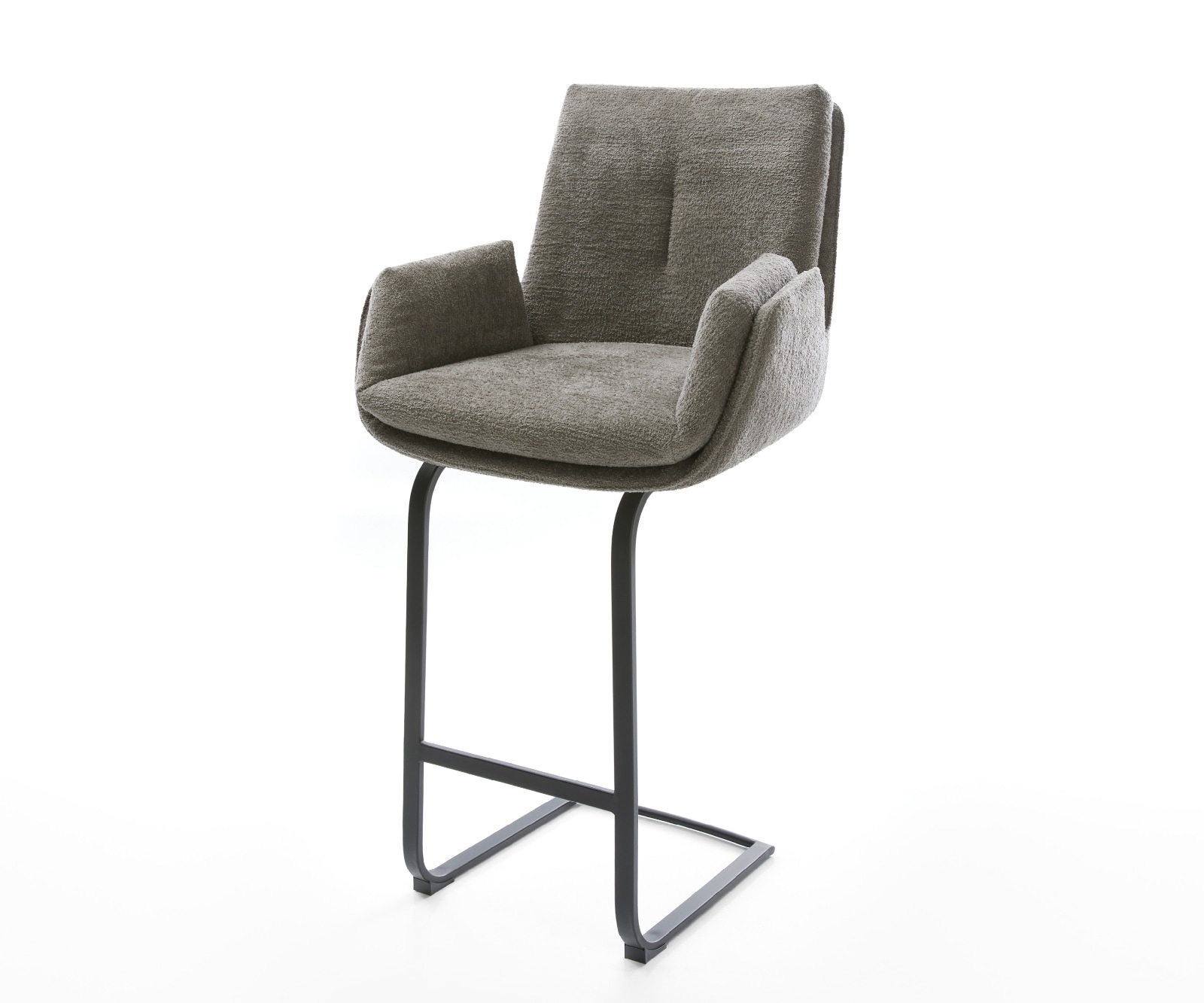 DELIFE Barstuhl Clea-Flex Bouclé Soft Schlamm Freischwinger Flach Metall Schwarz, Barstühle Image