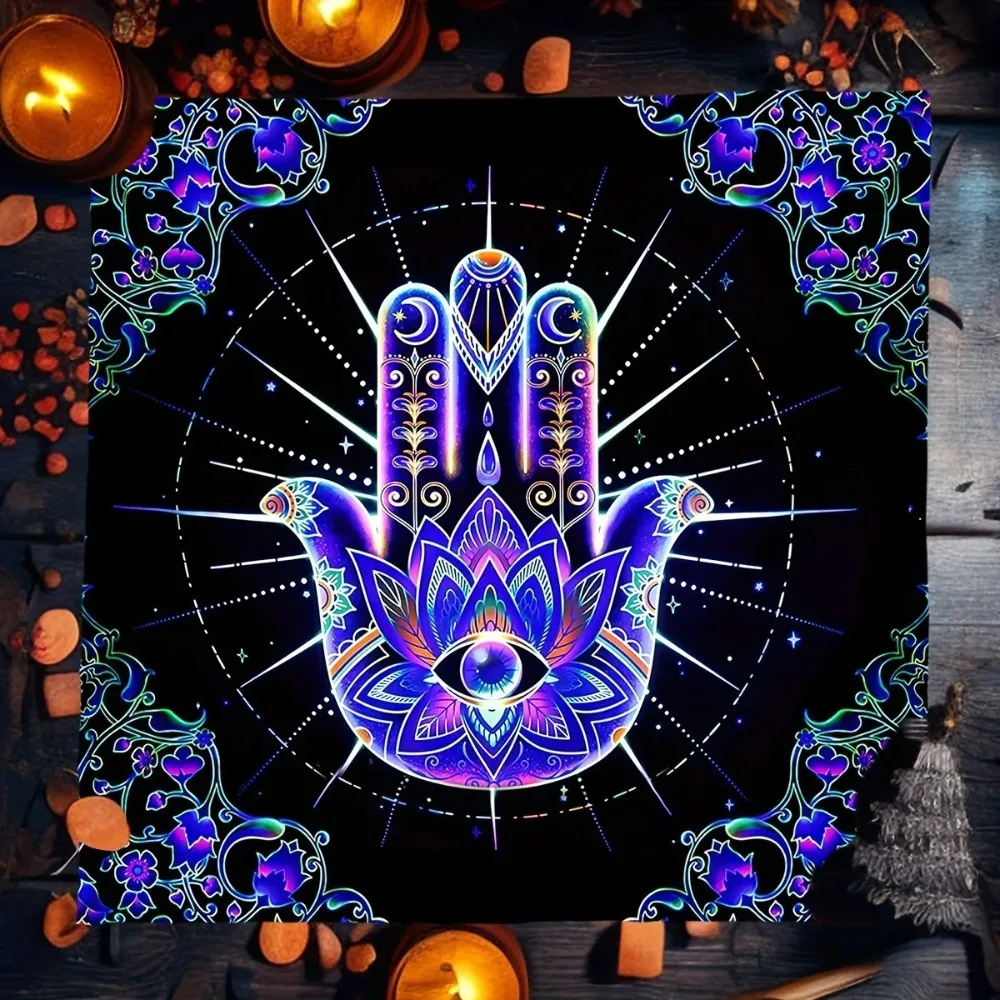 Tischdecke in Verschiedenen Größen Digital Bedruckt Hand der Fatima Magisches Totem-Design Polyester-Stoff Wasserdicht Wahrsagerei-Ritual Image