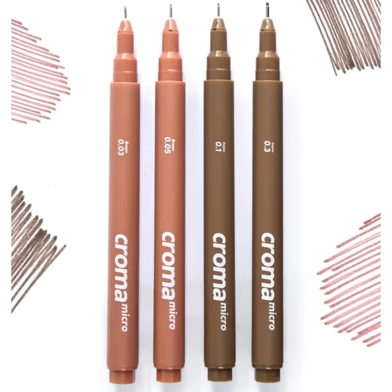 Croma Micro Fineliner Art Kalligraphie-Stifte für Künstler-Zeichenzubehör, wasserfeste schwarze/braune/Hauttinte zum Skizzieren, technisch Image