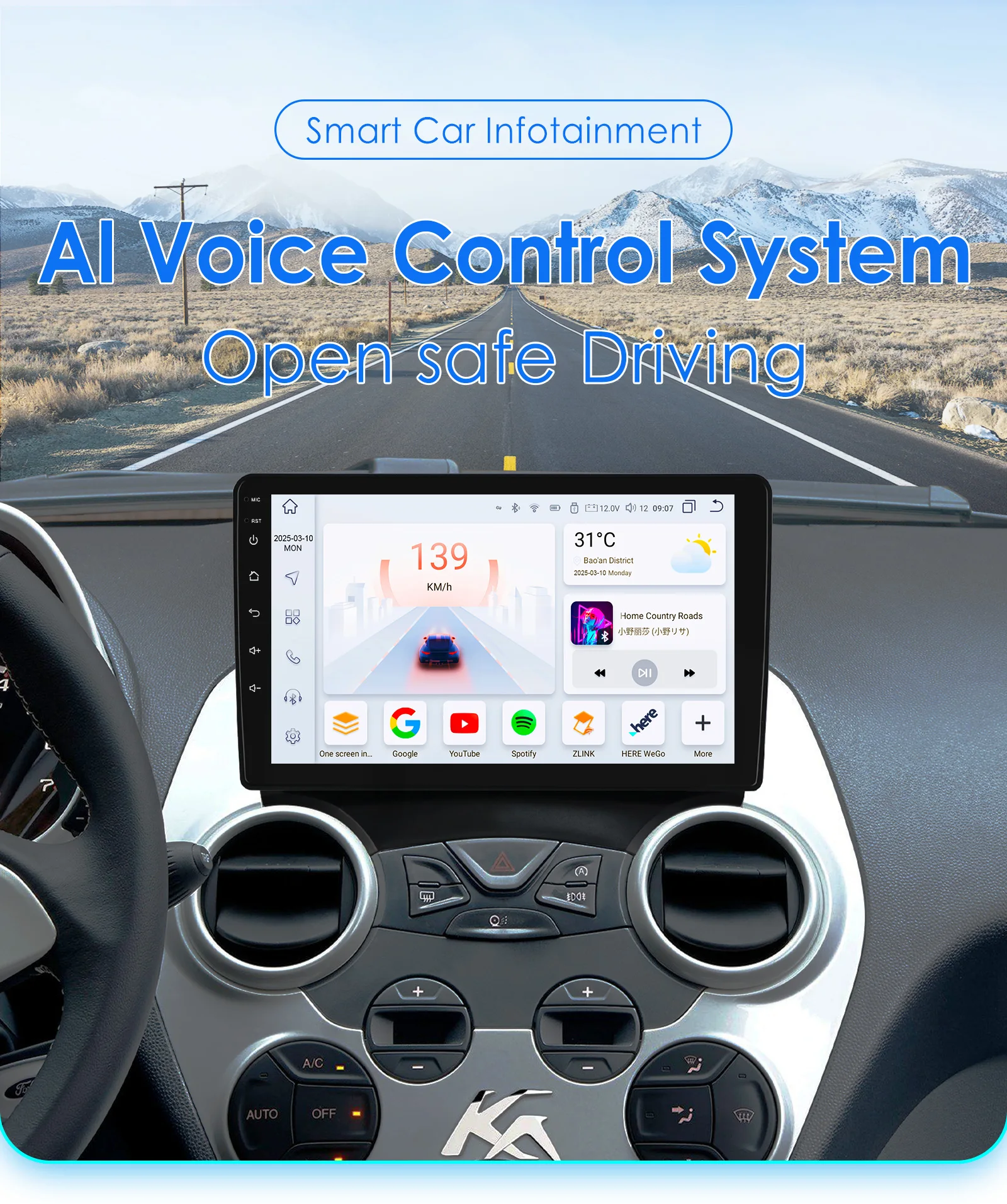 9-Zoll-2DIN-Carplay-Android-14-Autoradio für Ford KA 2008 2009 2010 - 2014 Multimedia-Player GPS-Stereoanlage 360°-Kamera Intelligenter Bildschirm Image