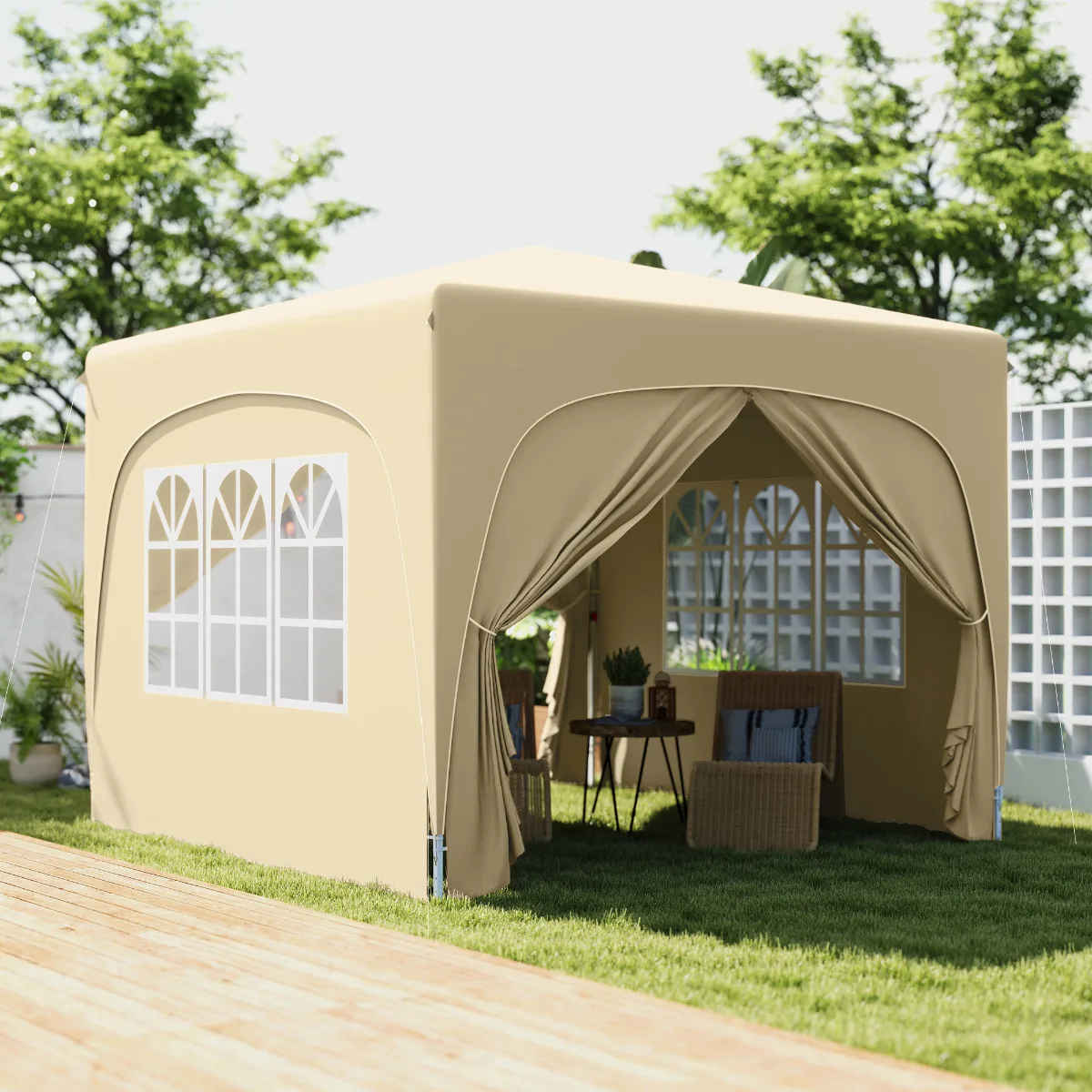 Sand 3x3m Pop-Up Pavillon, wasserdicht, winterfest, UV50+, 4 Seitenwände mit Tasche Image