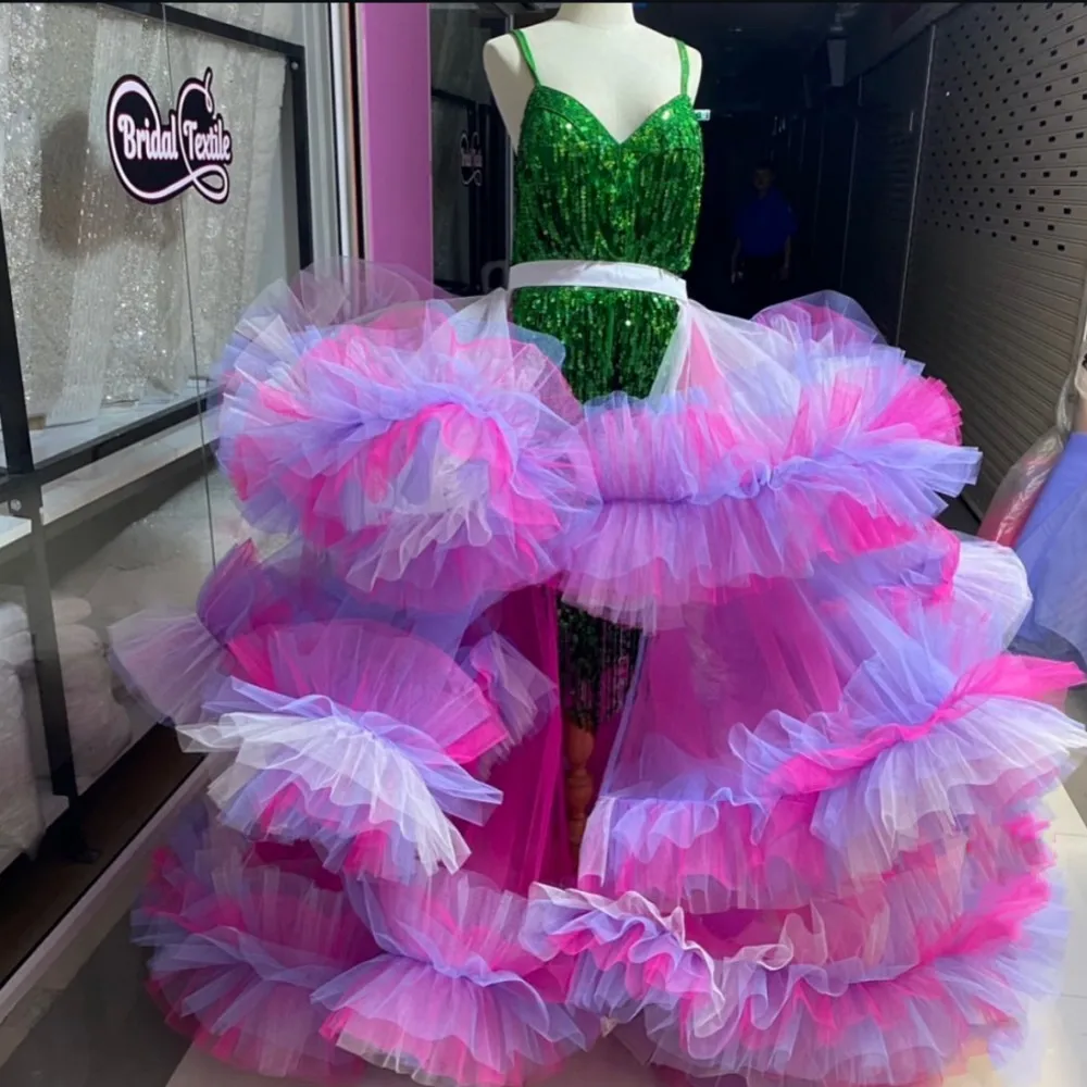 Bunte Tüll-Überwürfe für Damen, Kostüm-Shows, bauschige Rüschen, Damen-Abendparty-Röcke, mehrlagiger Braut-Maxirock Image
