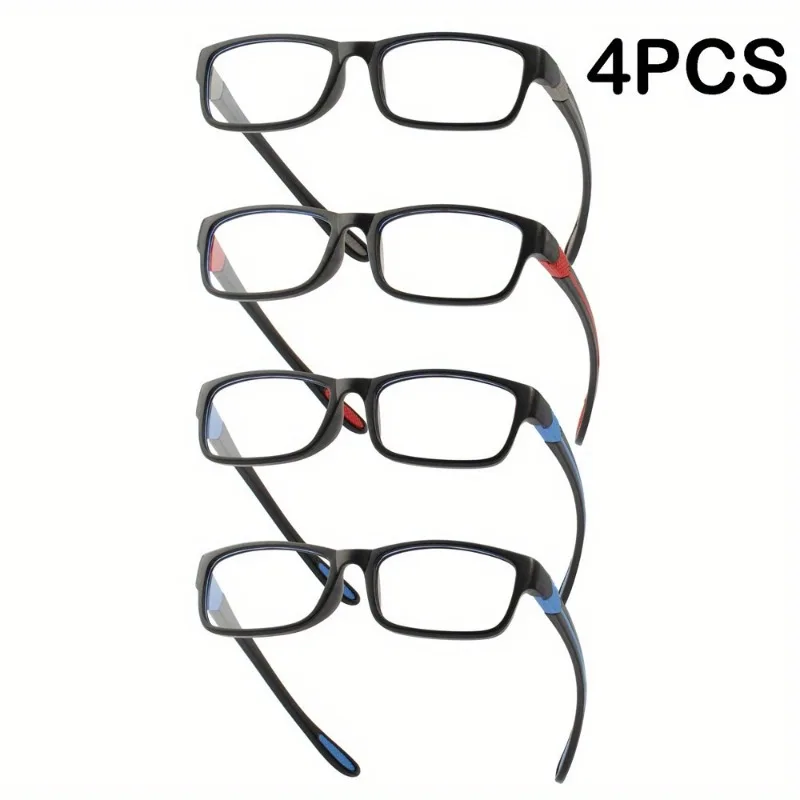 4 Stück blaulichtbeständige Presbyopie-Brillen für Männer und Frauen, elegant und bequem für ältere Menschen, Vollrahmen-Brillen für Weitsichtigkeit Image