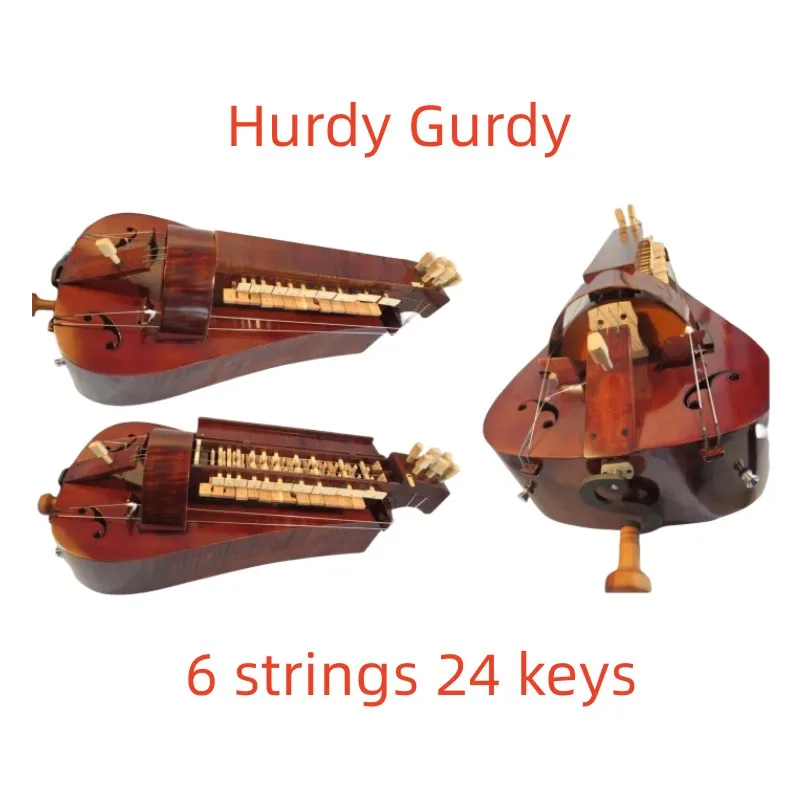 Handgefertigtes Ahornholz, 6 Saiten, 23 Tasten, wunderschöner Hurdy-Gurdy, ohne Koffer Image