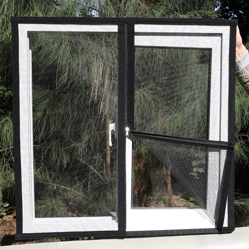 Schwarzes Fenster-Insektenschutzgitter-Set, Klettverschluss, Einfache Montage, Atmungsaktiver Insektenschutz für Zuhause