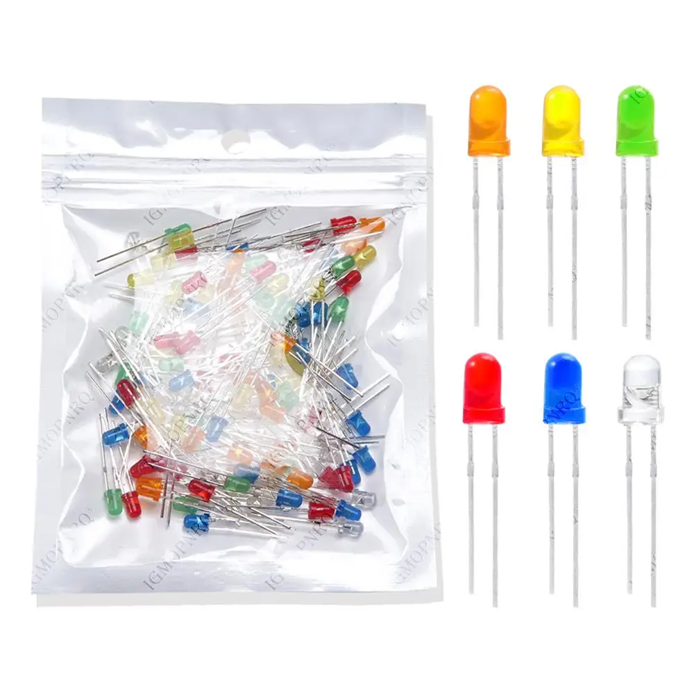120 Stück 6 Farben x 20 Stück 3 mm LED-Licht sortiertes Kit DIY LEDs Set Weiß Gelb Rot Grün Blau Orange hjxrhgal Image
