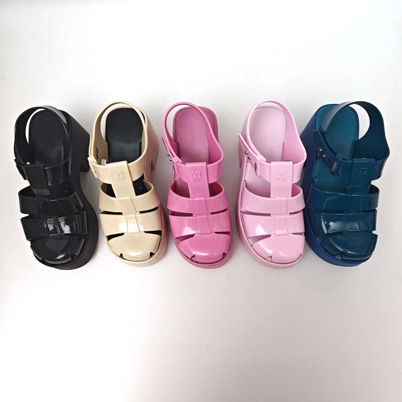 Damen-Gelee-Schuhe für Erwachsene, Mädchen, hohle Zehen, High Heels, römische Sandalen, Damen, rutschfeste Strandschuhe, Candy-Duft-Sandalen, Größe 35–40