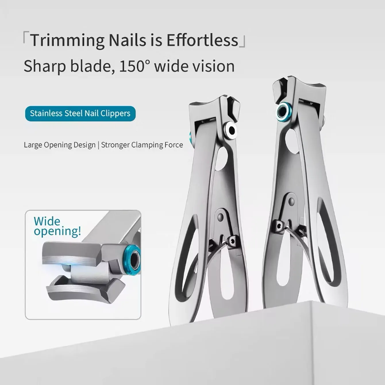 Nagelknipser für dicke Nägel, einfach zu bedienen, aus Edelstahl, große Öffnung, spritzwassergeschützt, tragbar, faltbar, speziell entwickelt. Image