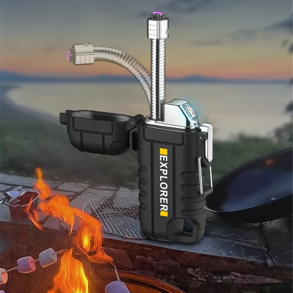 USB wiederaufladbares elektronisches Feuerzeug, 360° ° Rotierende, flexible Einzelbogen-Zündung, für Outdoor-Sportarten, Camping, Wandern, schneller Versand Image
