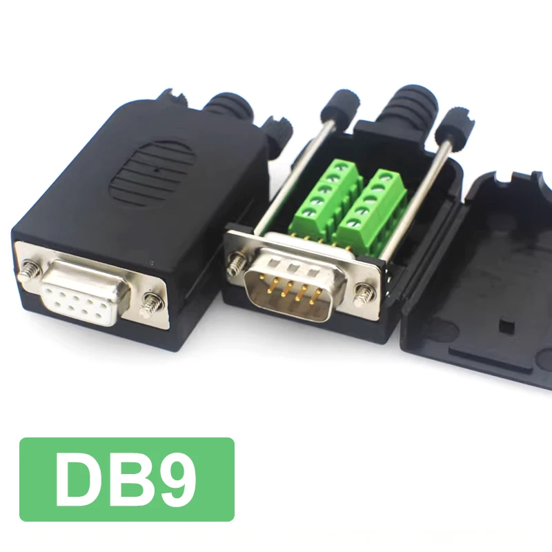 RS232 RS485 DB9 Steckverbinder D-SUB 9-Pin Stecker/Buchse Kundenspezifische Breakout-Terminals Weißer Kleber Draht Lötfreier Anschluss Image