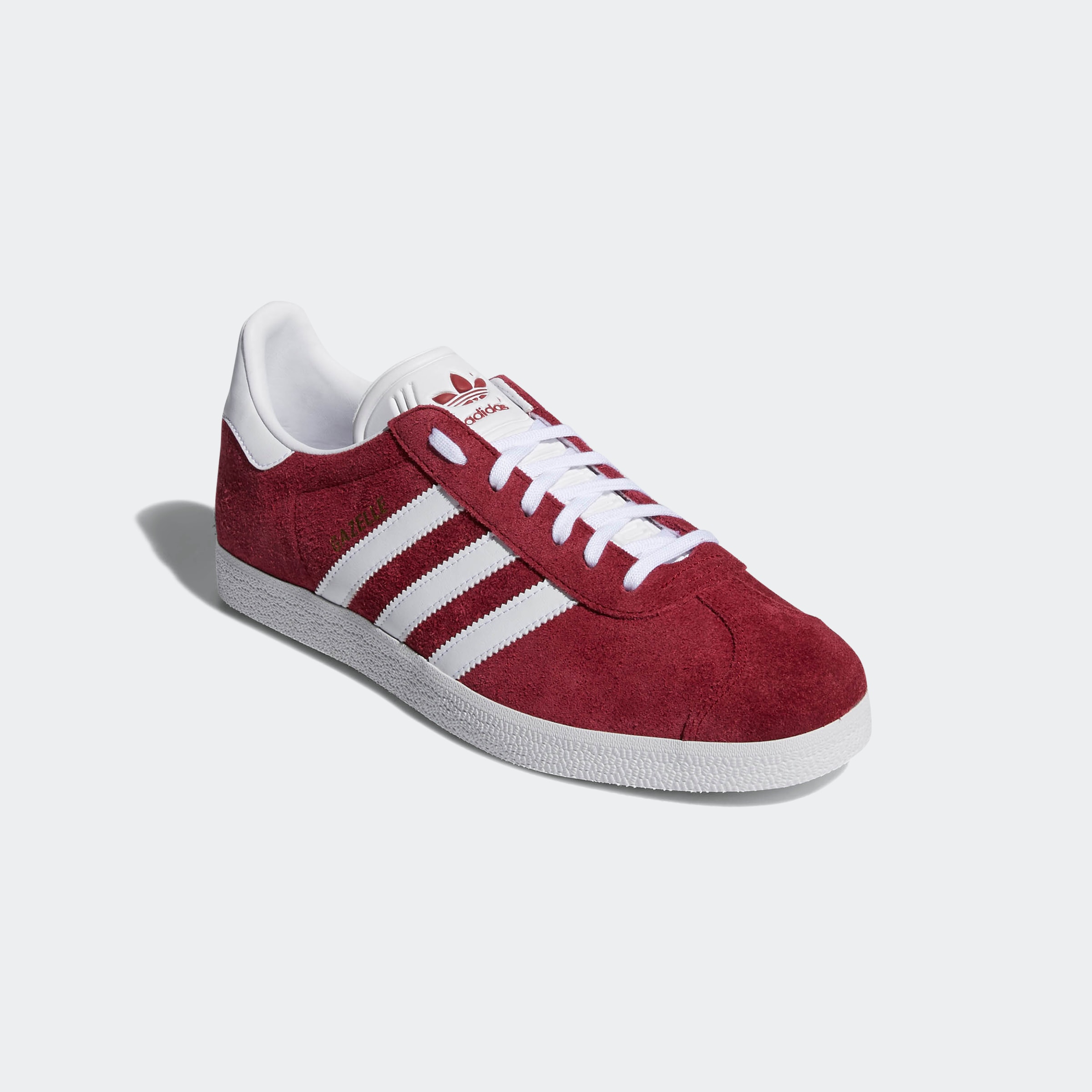 Sneaker ADIDAS ORIGINALS "GAZELLE", Herren, Gr. 42, rot (collegiate burgundy, ftwr weiß, gold metallic), Leder, Synthetik, Schuhe Damenschuh Skaterschuh Sneaker Sneaker low Retrosneaker