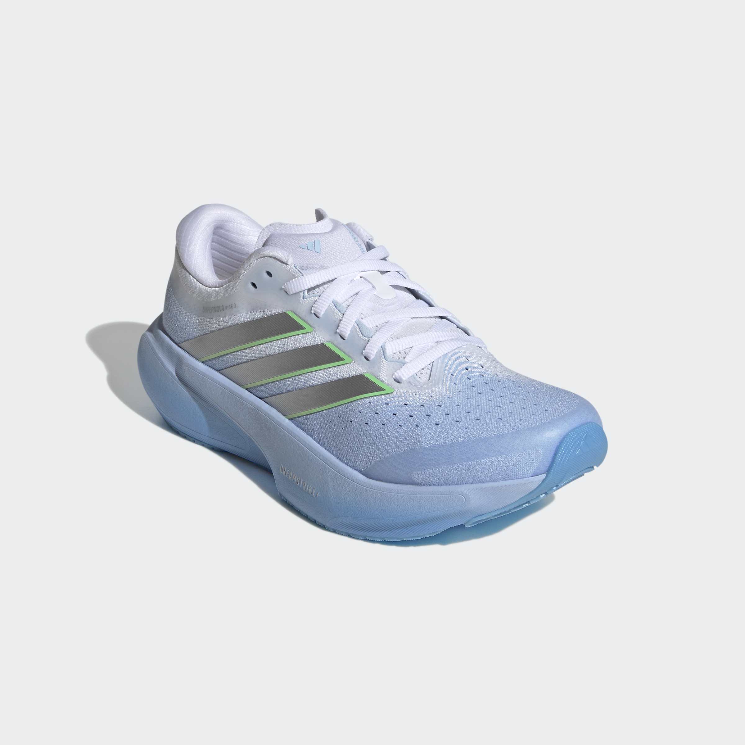 Laufschuh ADIDAS PERFORMANCE "SUPERNOVA RISE 3", Damen, Gr. 40, glow blau, silber metallic, ftwr weiß, Synthetik, Textil, Schuhe Laufschuh