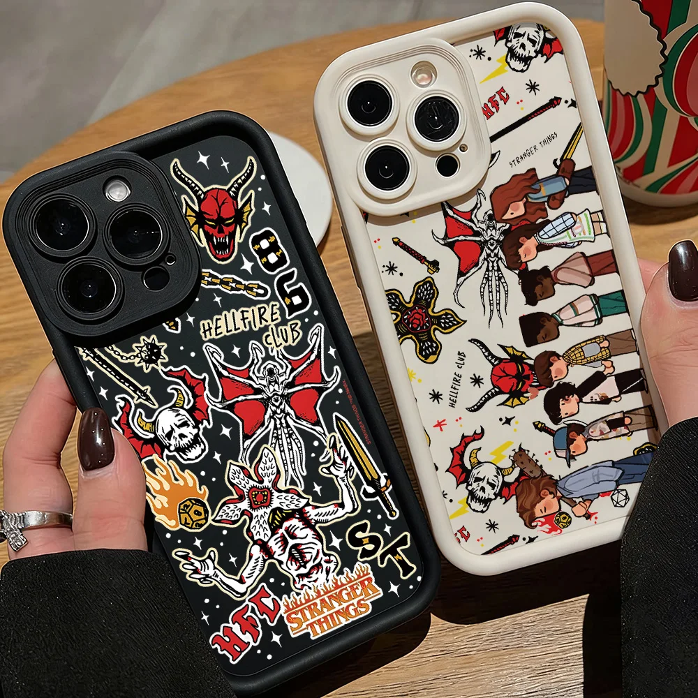Nuova Custodia Lussuosa T-Things Hot S-Strangers per iPhone 17 16e 16 15 14 13 12 11 Air Pro Max Mini Plus, Cover Posteriore Morbida in TPU
