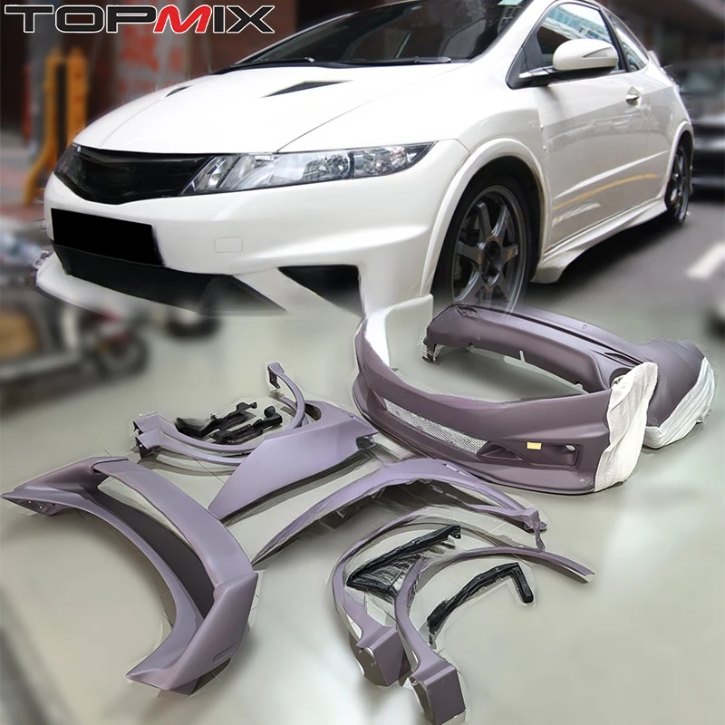 Kit Carrozzeria Completo TOPMIX Mu-Style per Honda Civic Type-R FN2 FK 2007-2011: Nuova Griglia Anteriore, Parafanghi e Spoiler Posteriore