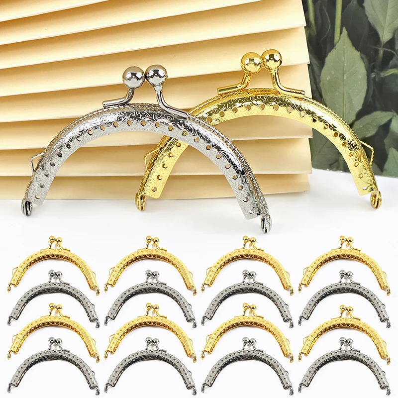 5/10 Pezzi 8,5 cm Manici in Metallo Goffrato per Borse, Cornici per Mini Portafogli, Chiusure a Scatto, Manici per Borsette Portamonete, Accessori per Cucito Fai da Te