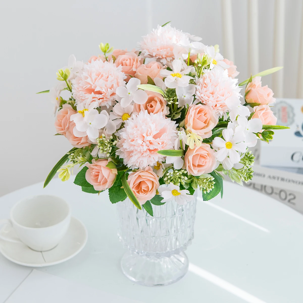 Artificial Flowers Silk Rose Wedding Wreath Home Room vases Valentine's Day Decora Bridal Bouquet Outdoor Yard Garden prop Cheap