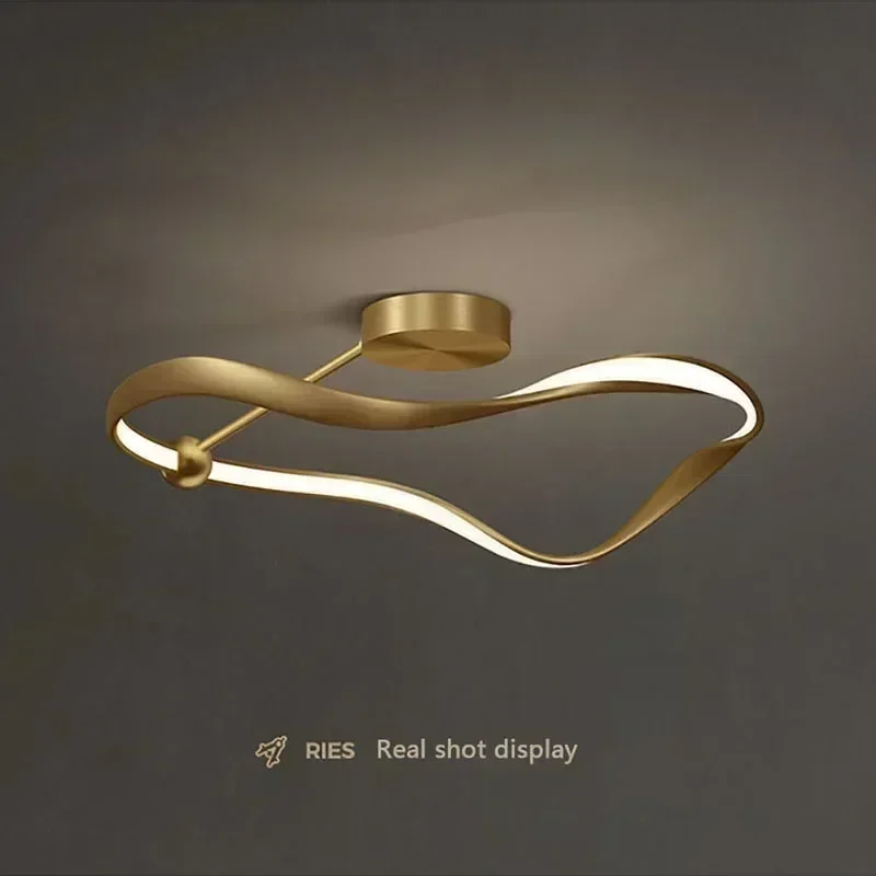 Minimalistische LED-Ring-Deckenleuchten, gebogene Linie, Lampe für Schlafzimmer, Arbeitszimmer, Wohnzimmer, Esszimmer, Restaurant, nordische Luxus-Smart-Lampe Image