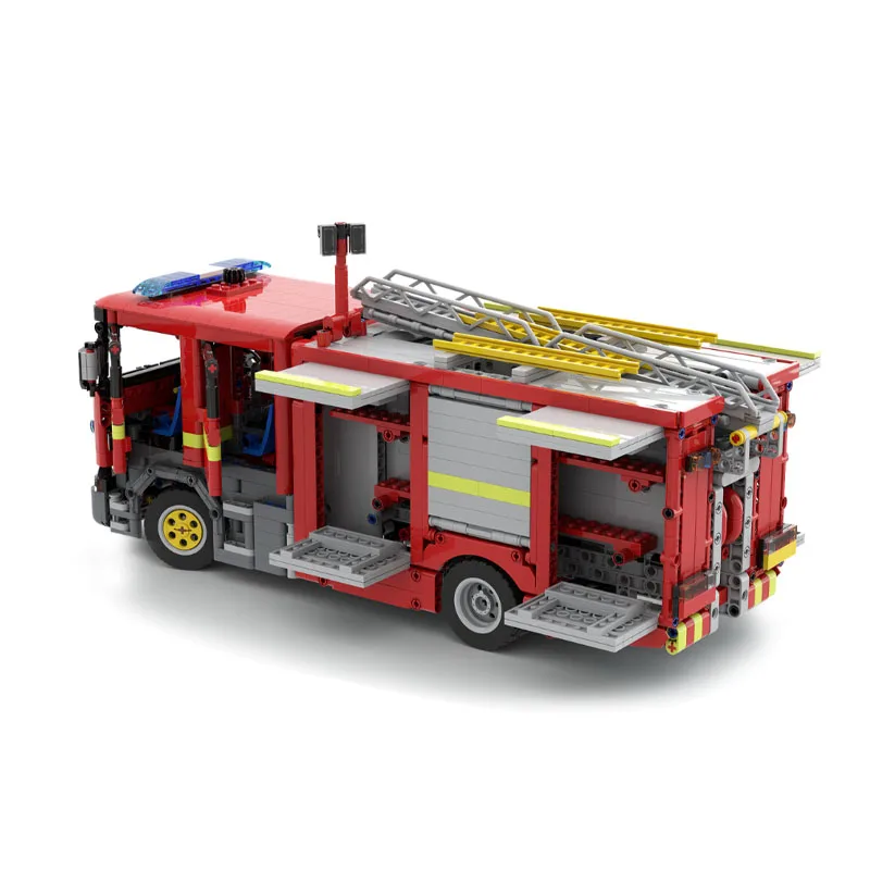 MOC-247145 City Road Rescue Fire Truck Bausteinmodell, 2068 Teile, MOC, Geburtstags- und Neujahrsgeschenk für Jungen und Kinder Image