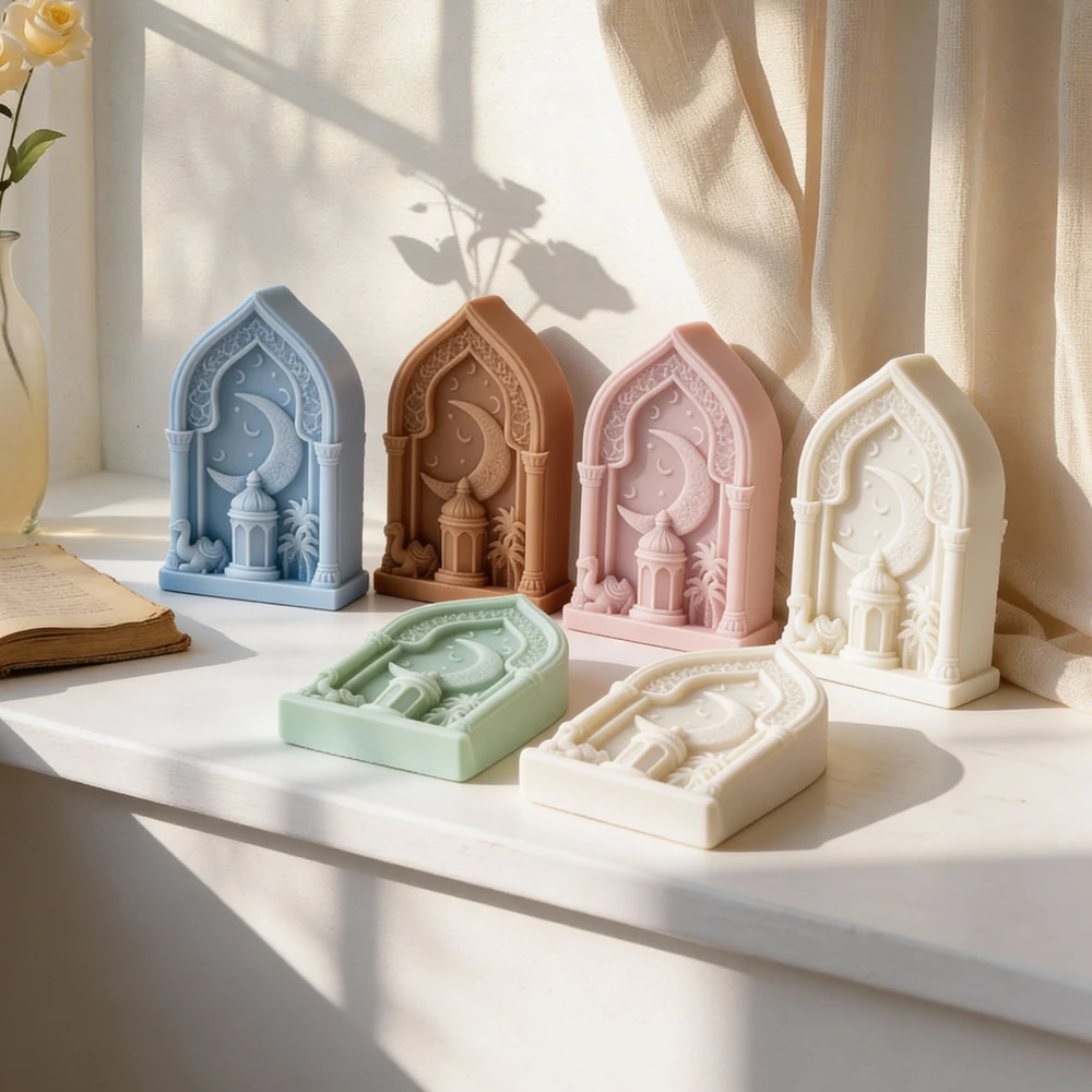 Eid Mubarak Ramadan Kamel-Bogen Silikonform Deko DIY Islamische Ramadan Kareem Kerzenform Image