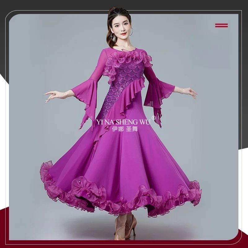Neue Frau Modern Dance Kleid Neue Nationale Standard Tanz Kleid Walzer Square Dance Ballroom Dance Performance Kostüm Image