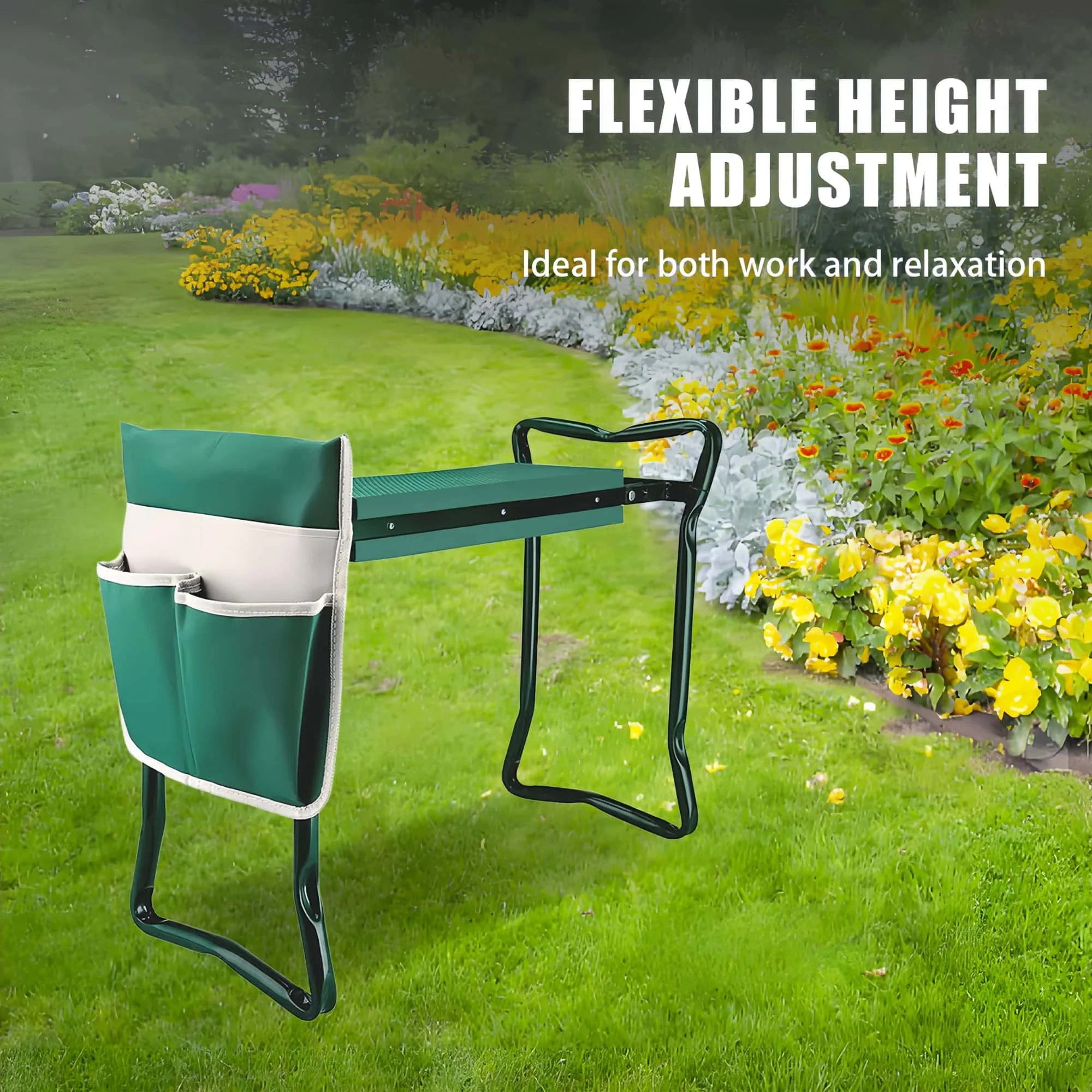 Garten-Kniesitz und klappbarer Gartensitz, mit verdicktem Kissen, robuster klappbarer Gartenhocker, Garten-Kniebank