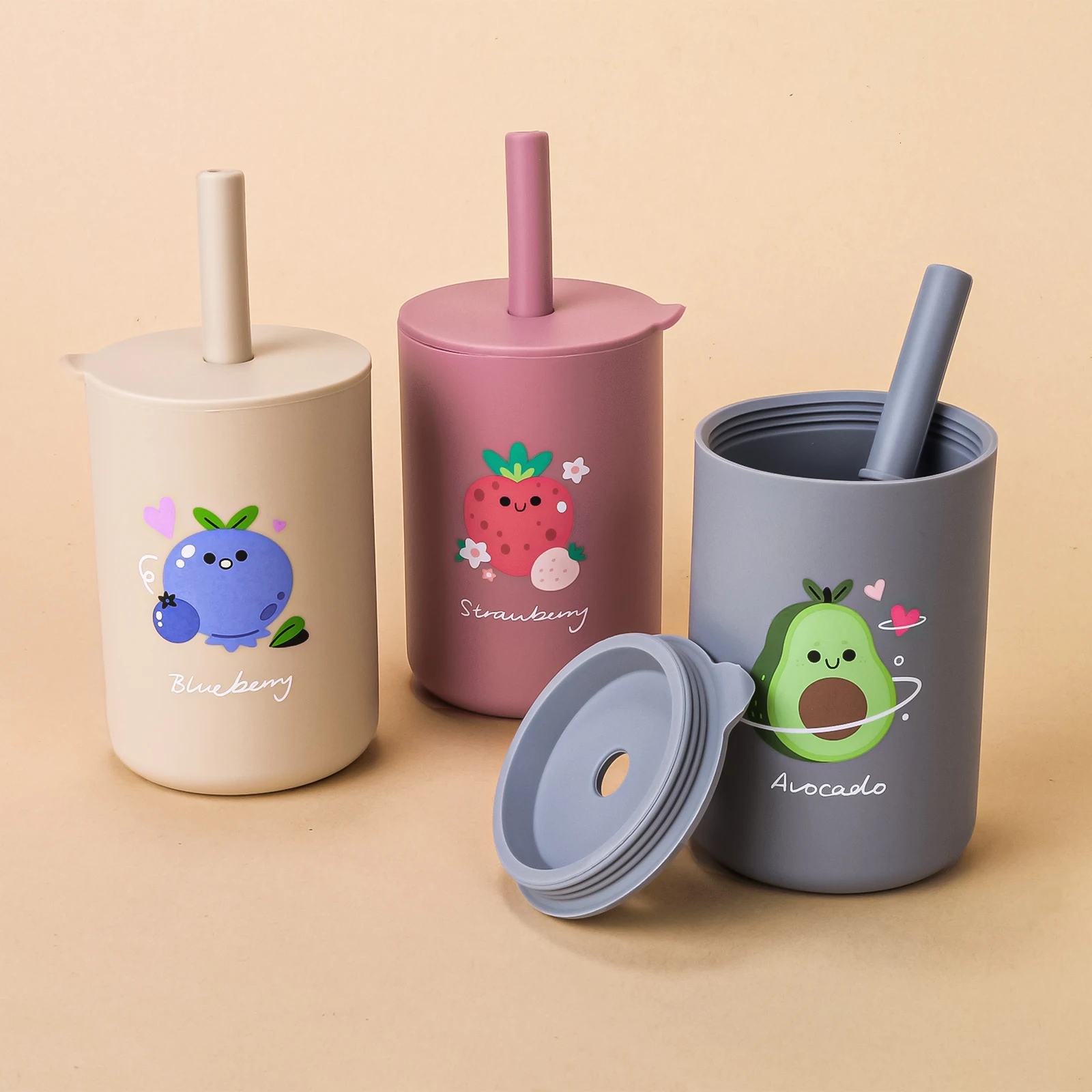1pc 150ml Tragbare kinder Stroh Tasse 5 unzen Kinder Anfänger Trinkbecher Mit Silikon Stroh Praktische Fütterung Tasse für Baby Image
