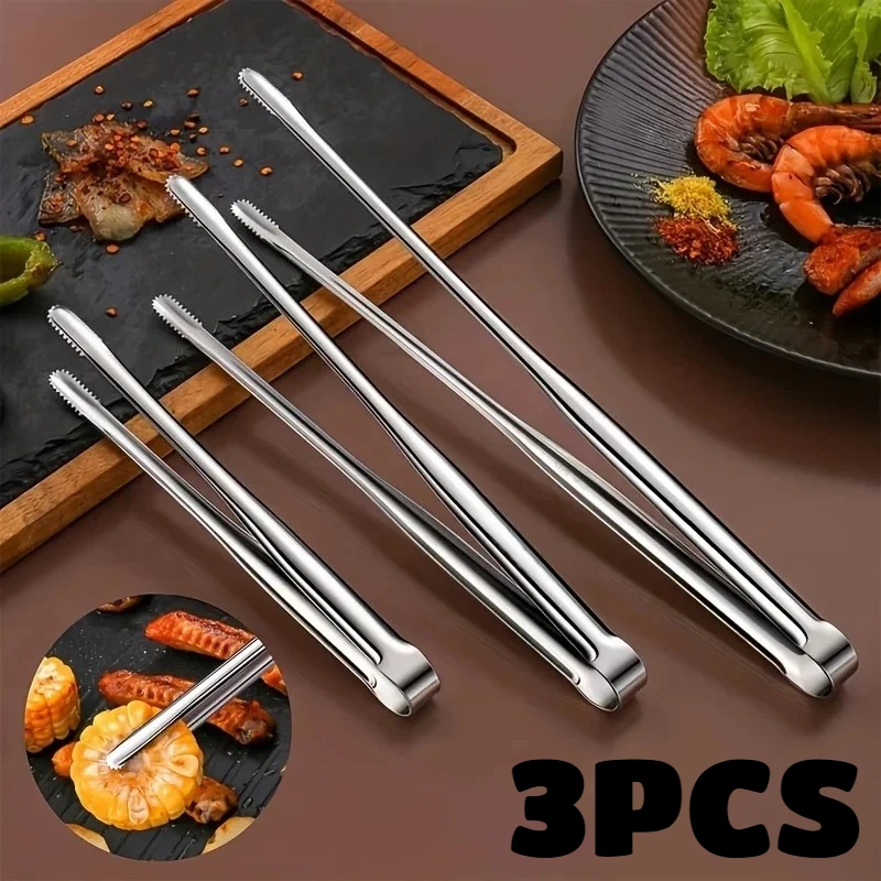 Grillzange aus Edelstahl, Steakzange, Pfannkuchen-Grillspatel, BBQ-Zange, Fischspatel, Brotzange, rutschfest für den Haushalt Image