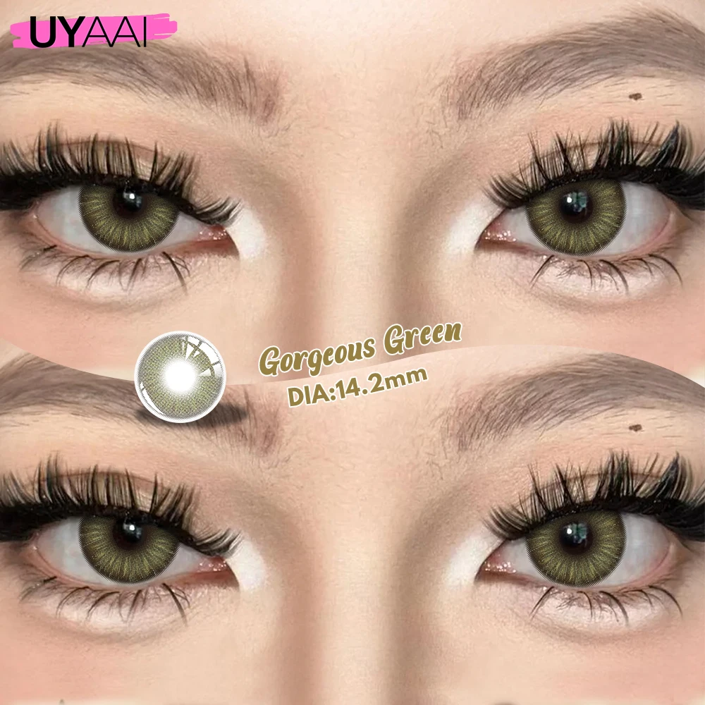 UYAAI NEUE Farbige Kontakte Grüne Schüler Koreanische Mode Stil Natürliche Braun Farbige Kontaktlinsen Für Frau Grau Schönheit Kontakt Image