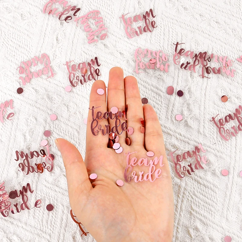 15 gr/beutel Roségold Team Braut Konfetti Hochzeit Braut Dusche Tisch dekoration Braut zu sein Geschenk Bachelorette Henne Party liefert Image