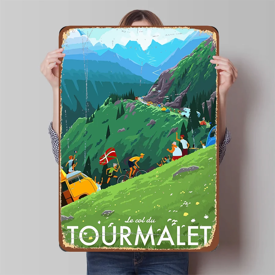 Tour de France Col du Tourmalet Berglandschaft Metallwandkunst Alpine Radfahren Dekor für Wohnzimmer Arbeitszimmer Image