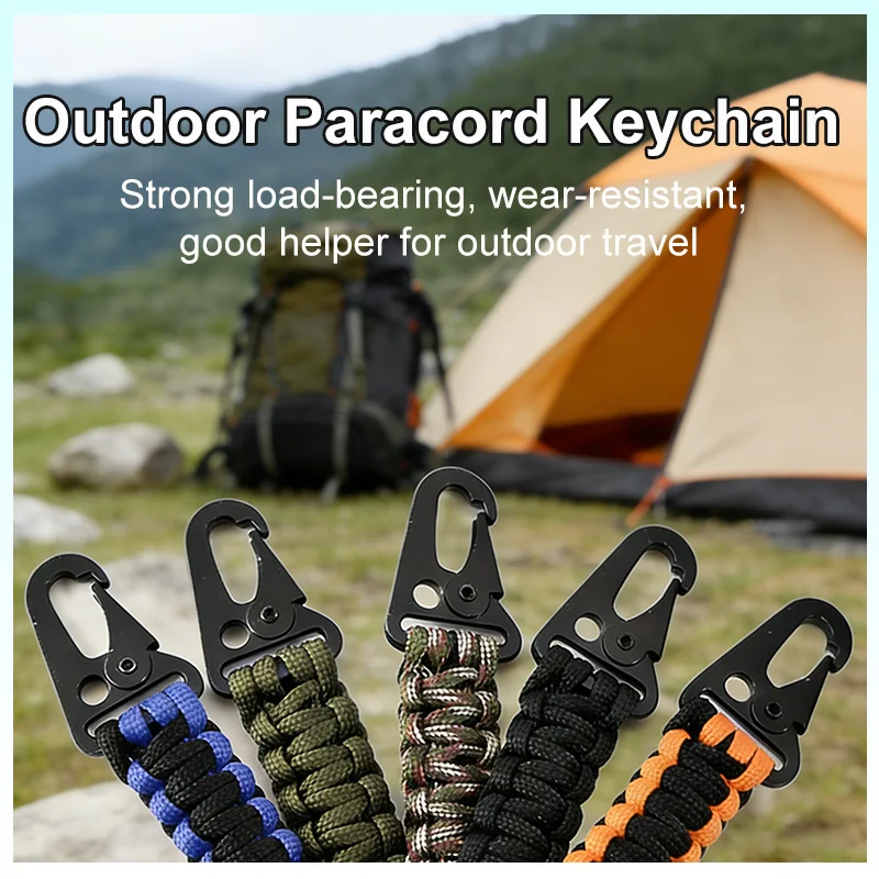 1 Stück Paracord Schlüsselanhänger Überlebenskit Regenschirmseil Haken Outdoor Notfall-Knotenwerkzeug für Camping und Wandern Image